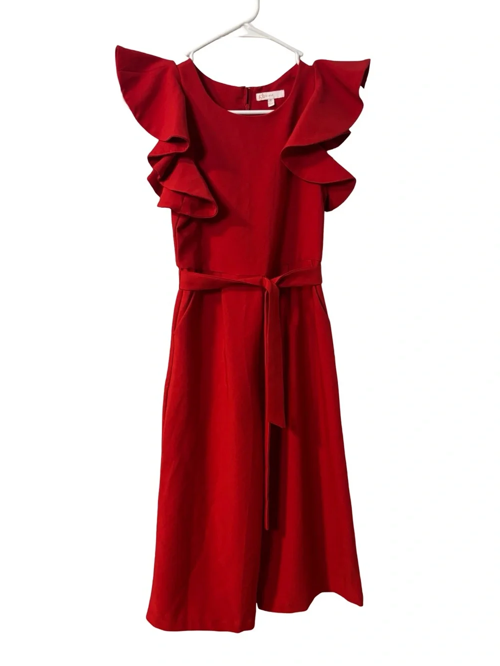 GB girls Red Ruffle-Sleeve Belted Formal Event Party Romper Size 10